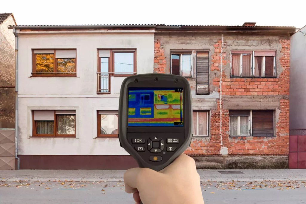 building heat loss comparison with thermal camera
