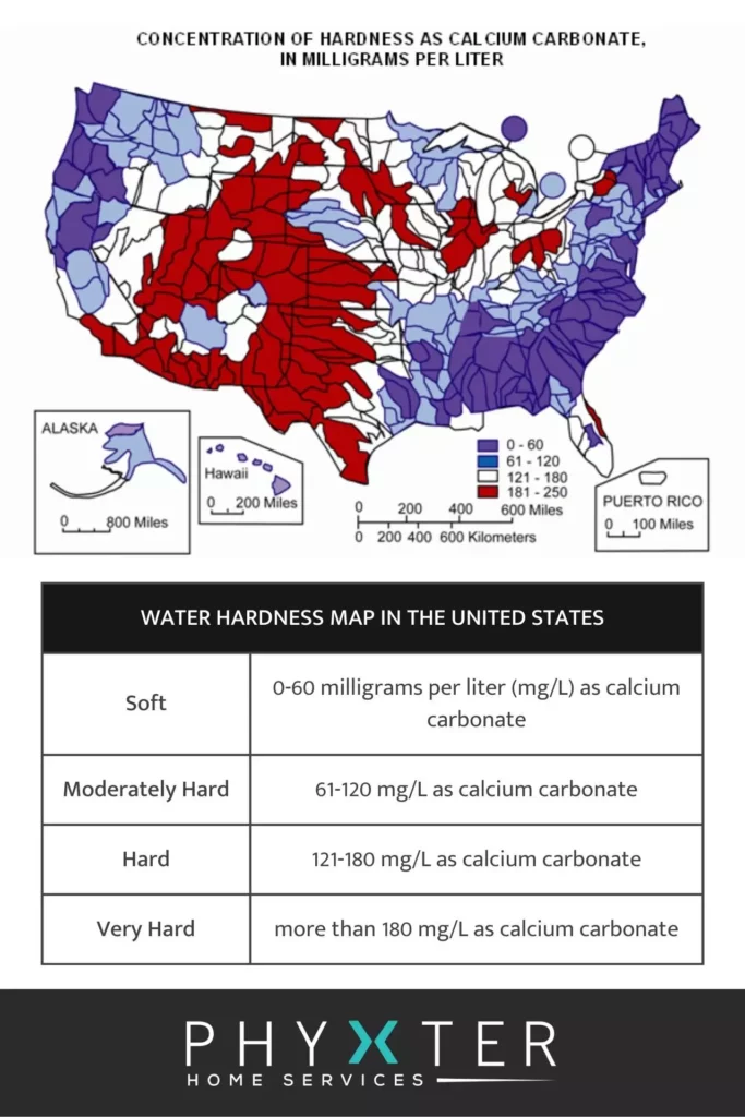 Water Hardness Map on the United States