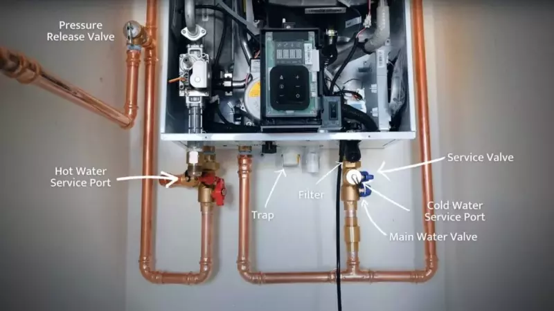 layout of tankless water heater connections