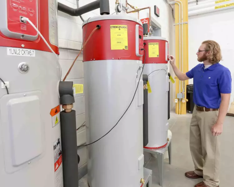 Hybrid water heater being tested