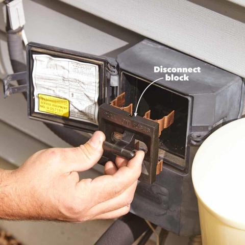 Checking outdoor condensing unit disconnect block