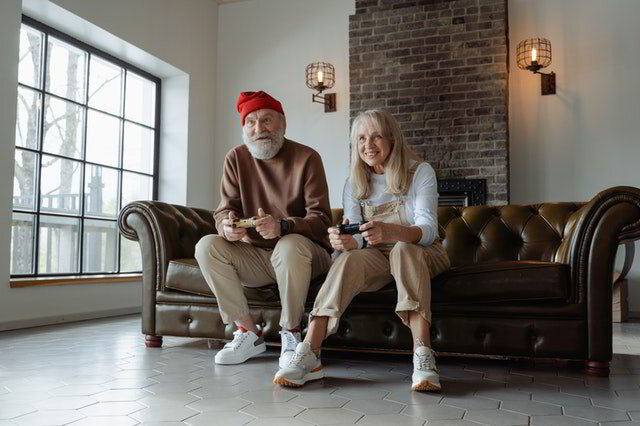 elderly couple at home