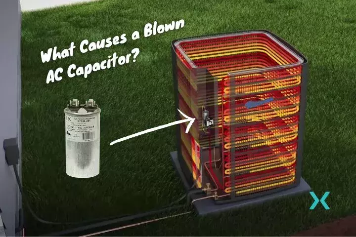 what causes a blown ac capacitor