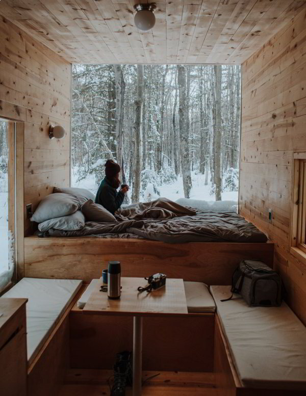 women in a comfortable cabin