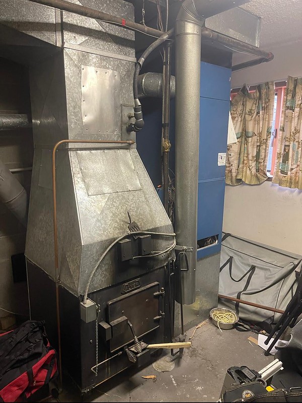 old furnace in a residential basement