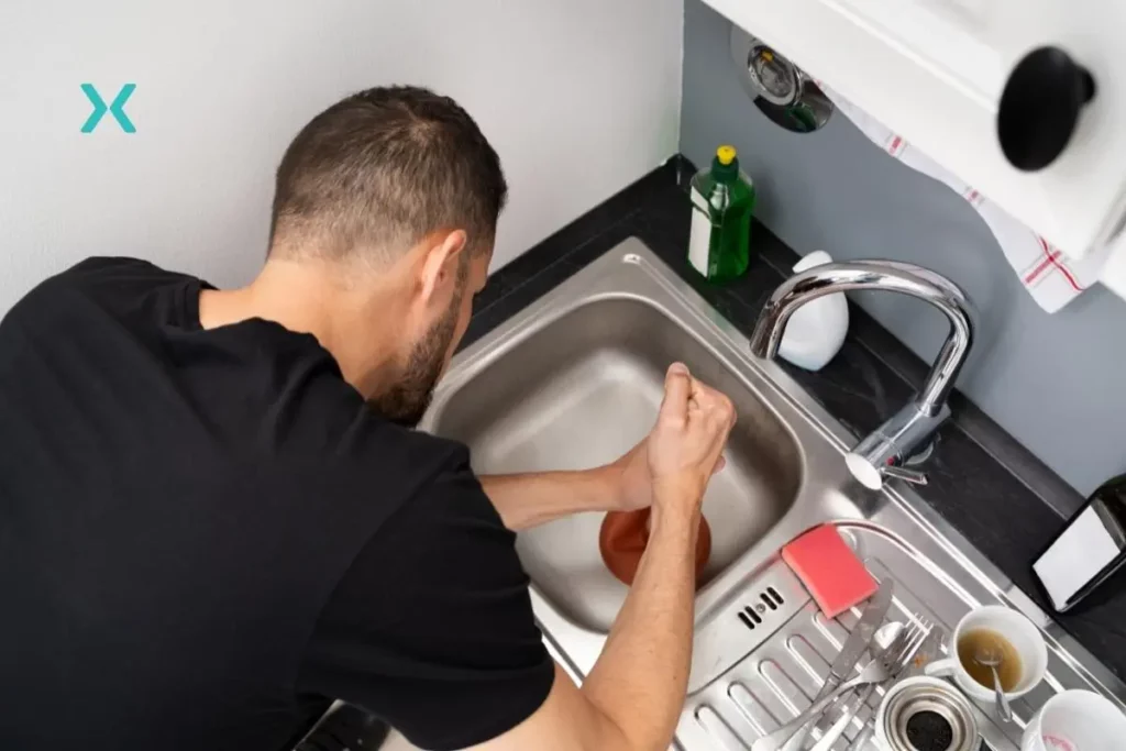 plunging a kitchen sink
