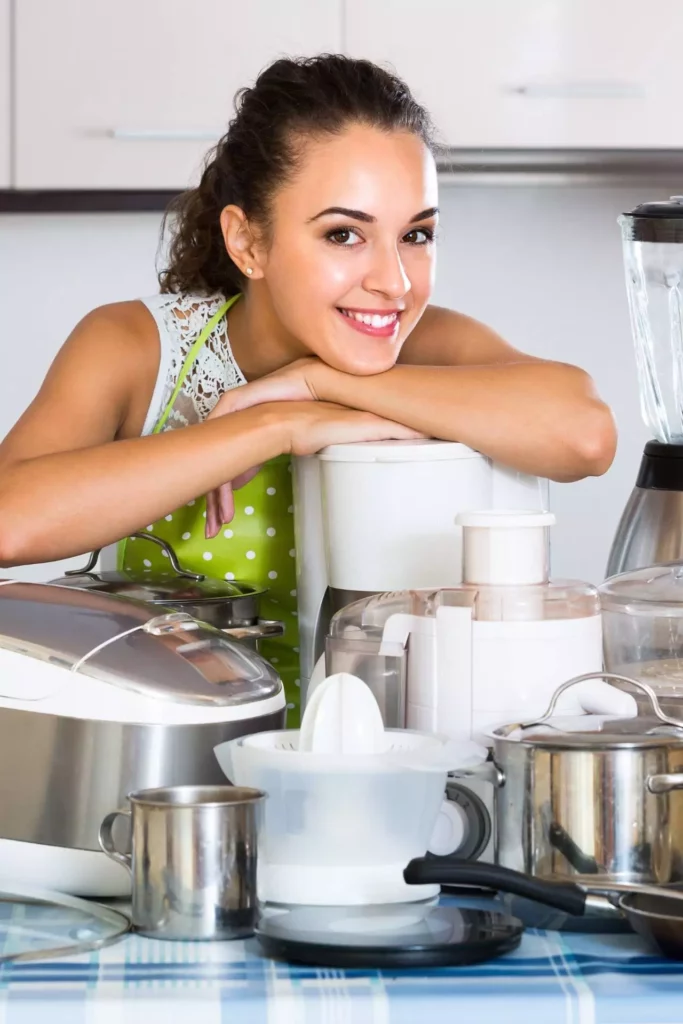 woman with kitchen appliances