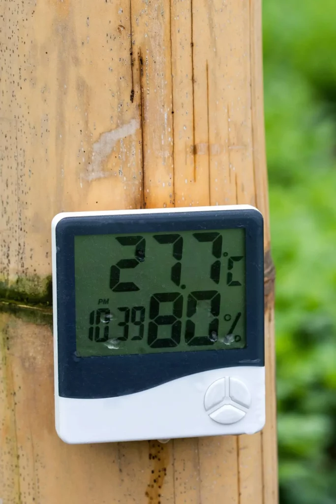 hygrometer showing humidity levels