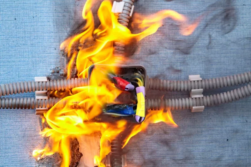 electrical wiring on fire