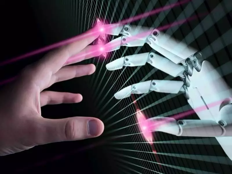AI and a human hand