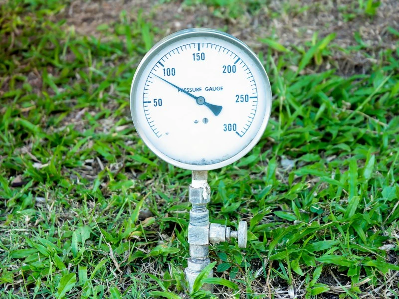 water pressure gauge measuring water pressure in a park