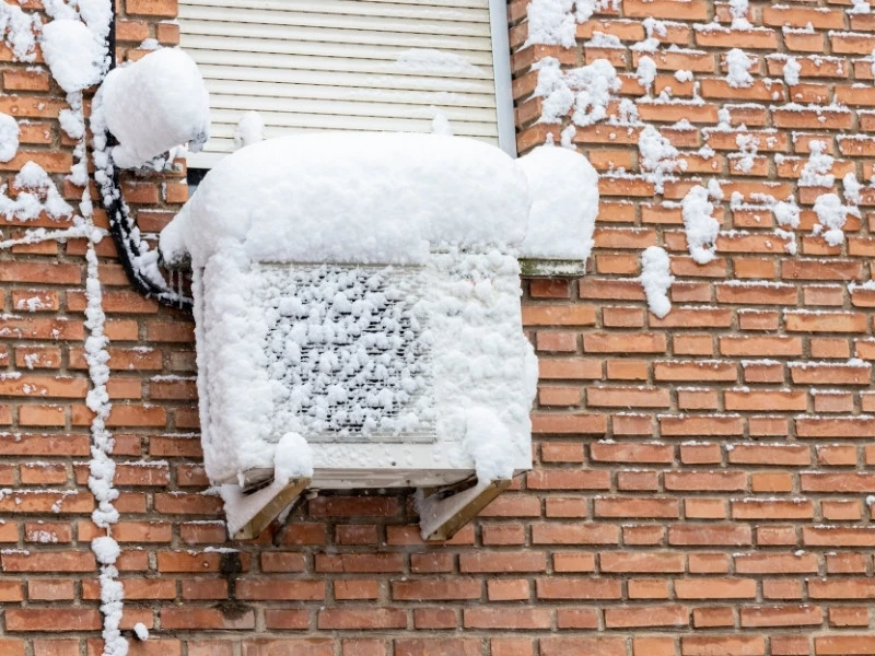 AC unit covered in snow
