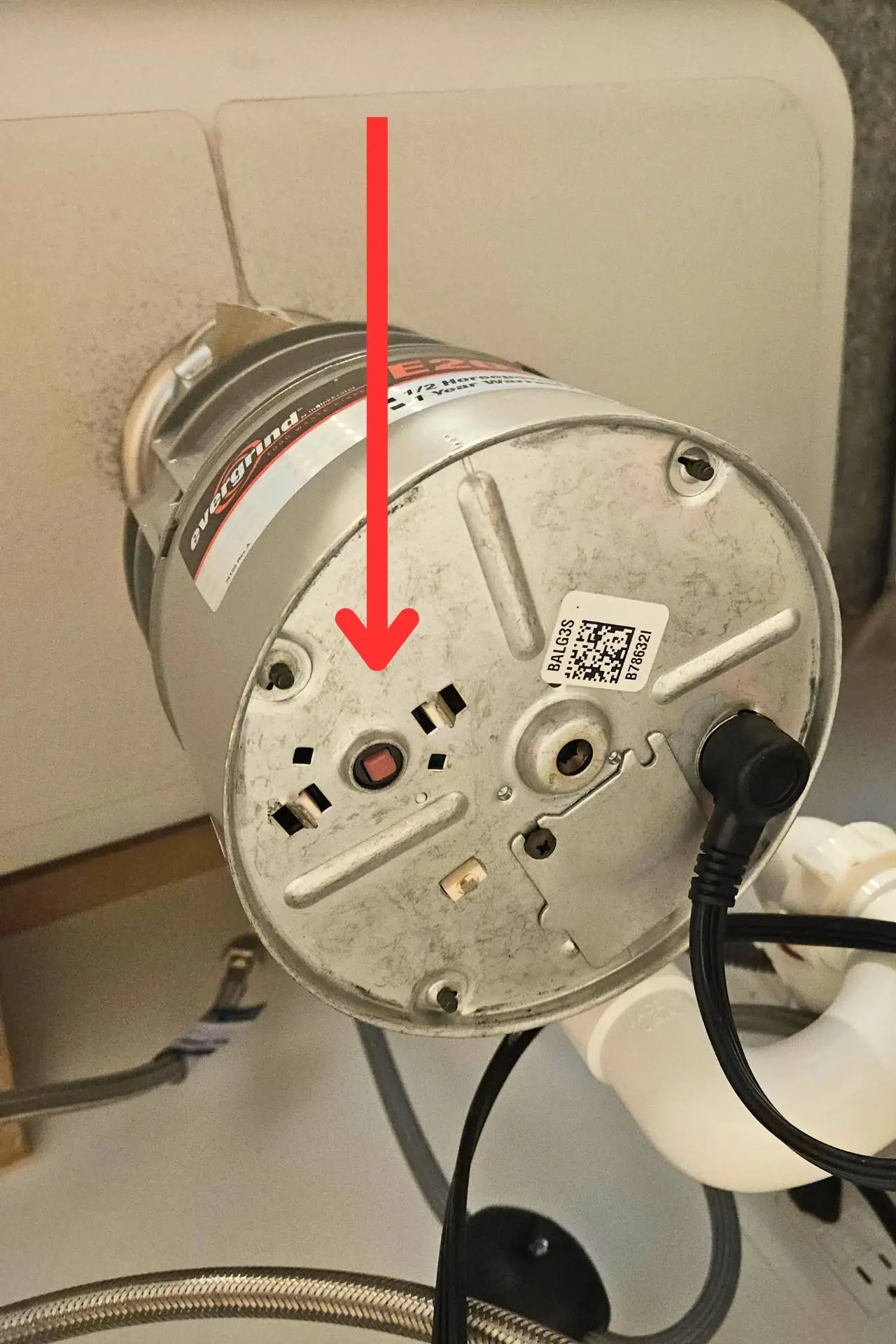 Garbage disposal reset button